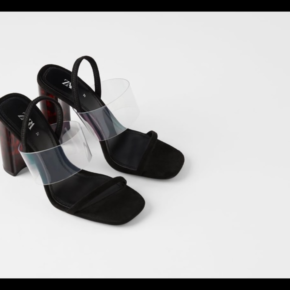 Zara Shoes - Tortoiseshell methacrylate heeled sandals sz 6.5